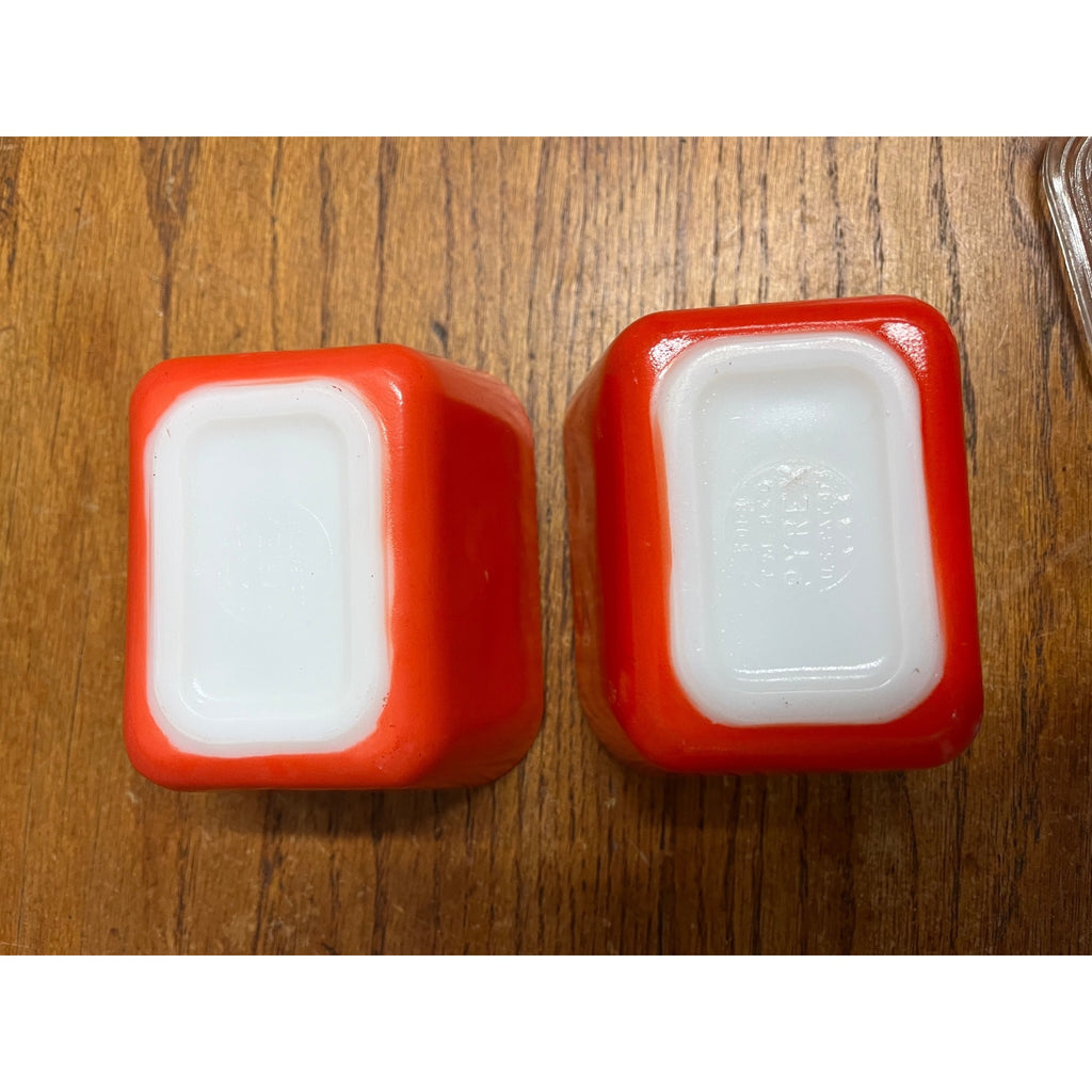 Red Pyrex Refrigerator Dishes W/Lids 501 Set of 4 Vtg Kitchen Storage Container
