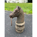 Antique Cast Iron Horse Head Hitching Post Finial Original Primitive Farm Stable Architectural