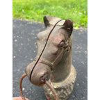 Antique Cast Iron Horse Head Hitching Post Finial Original Primitive Farm Stable Architectural
