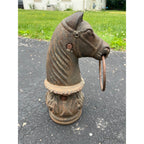 Antique Cast Iron Horse Head Hitching Post Finial Original Primitive Farm Stable Architectural
