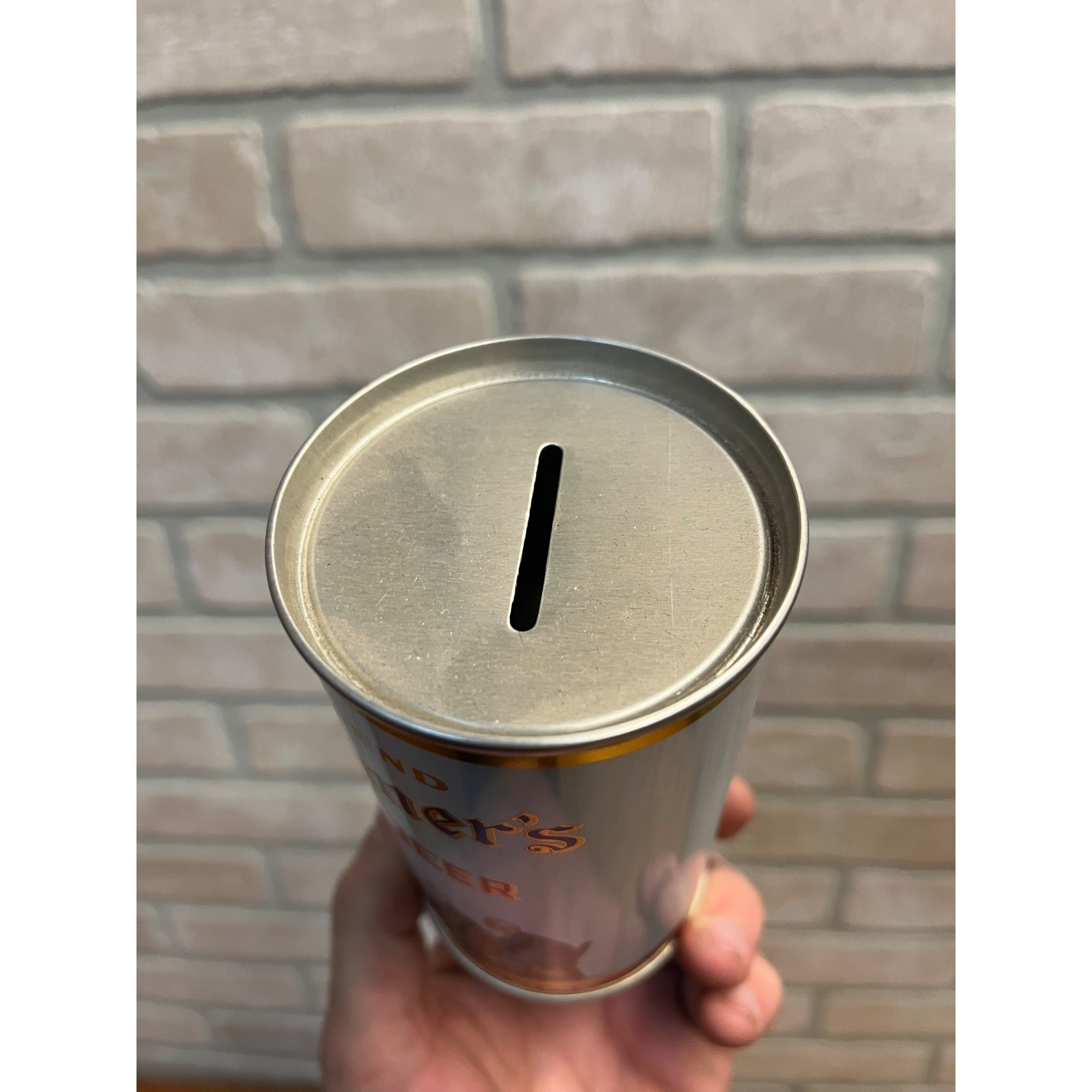 Old Timer's Lager Beer Coin Bank Can West Bend Litha Co. West Bend, Wisconsin