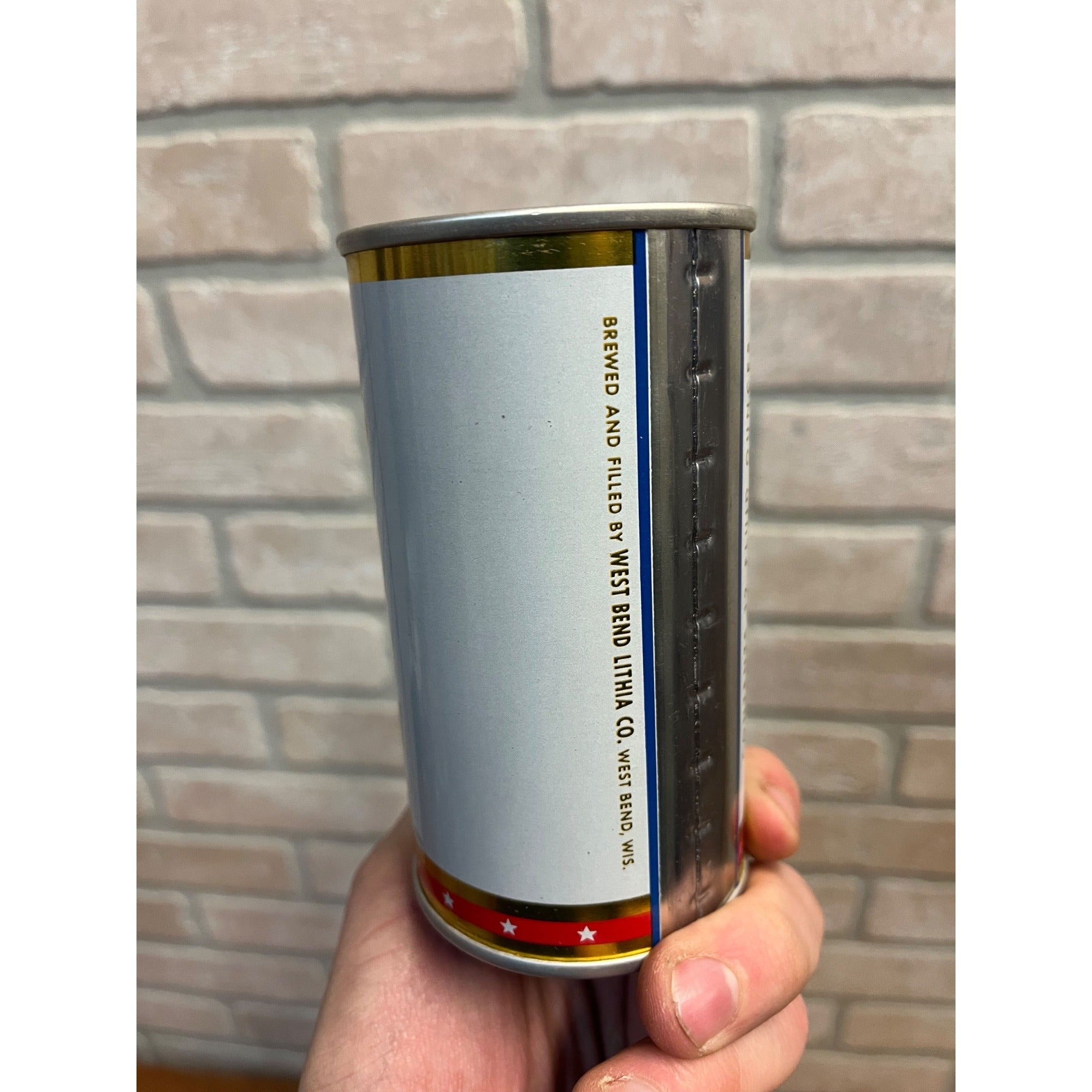 Old Timer's Lager Beer Coin Bank Can West Bend Litha Co. West Bend, Wisconsin