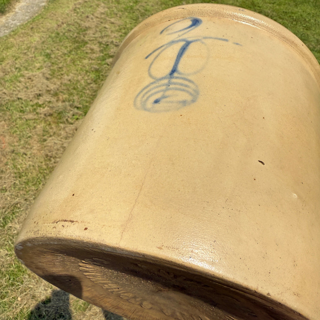 Antique 2 Gallon Double P Target Red Wing Crock Stoneware Bottom Signed