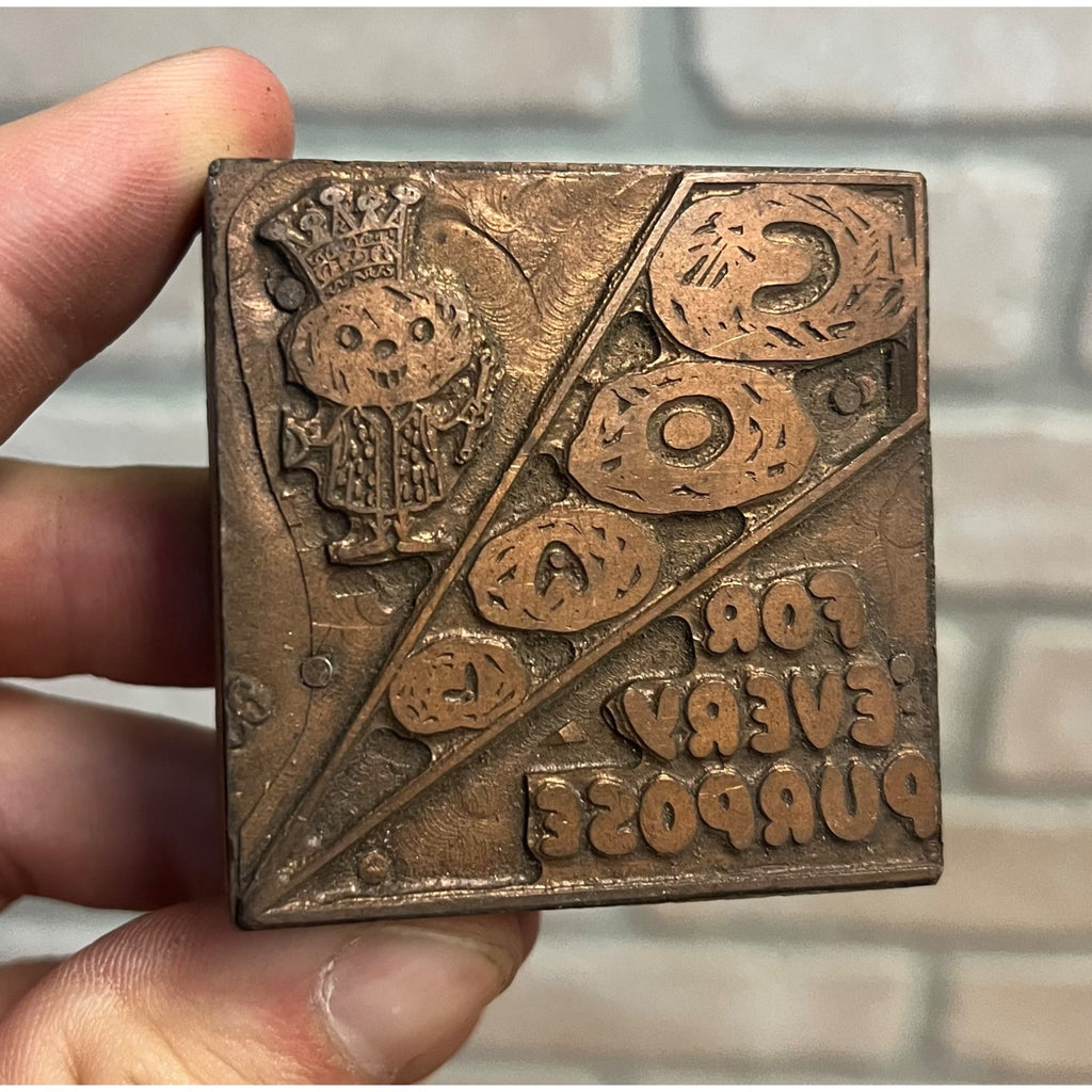 Vintage Letterpress Printing Block Old King Coal Advertising Copper