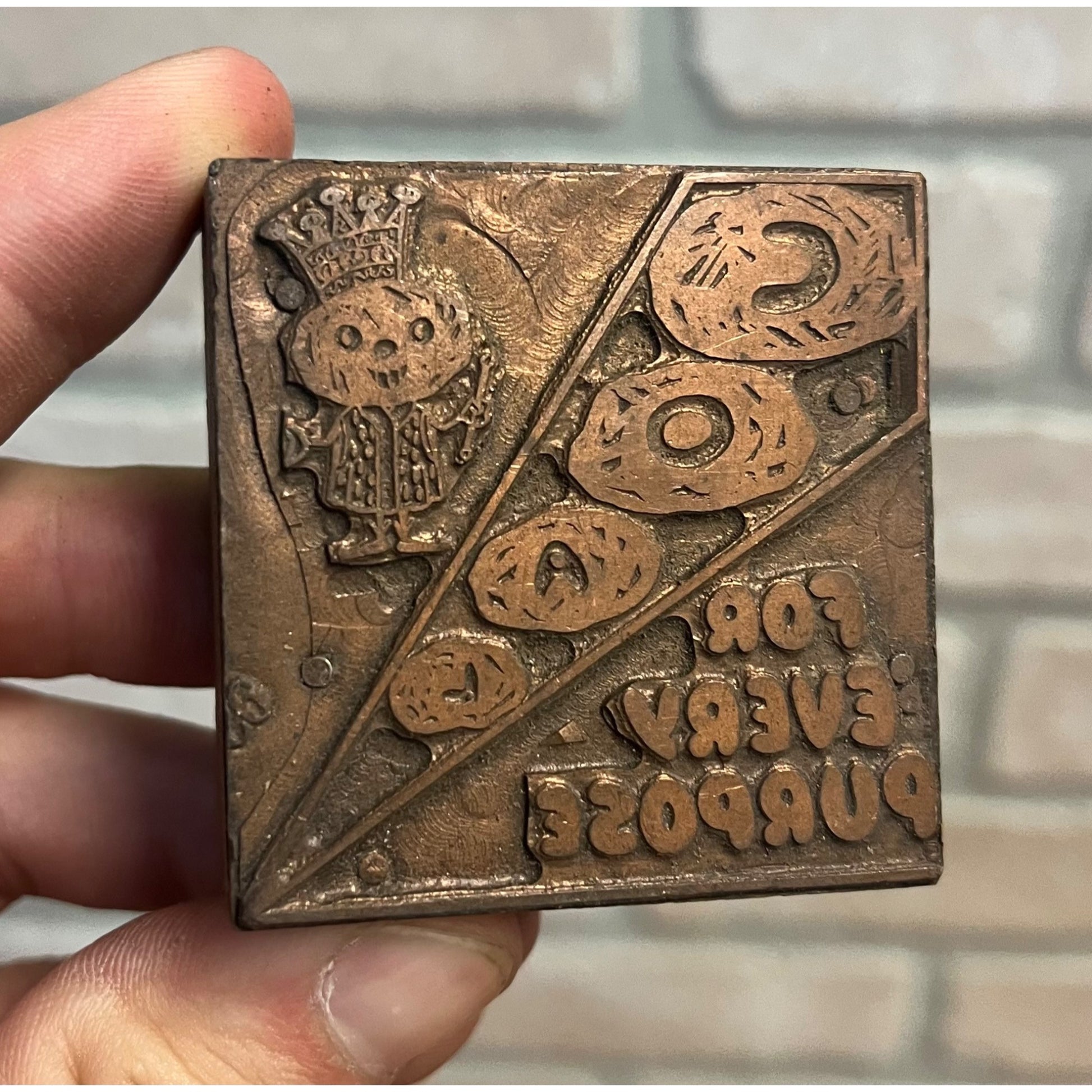 Vintage Letterpress Printing Block Old King Coal Advertising Copper