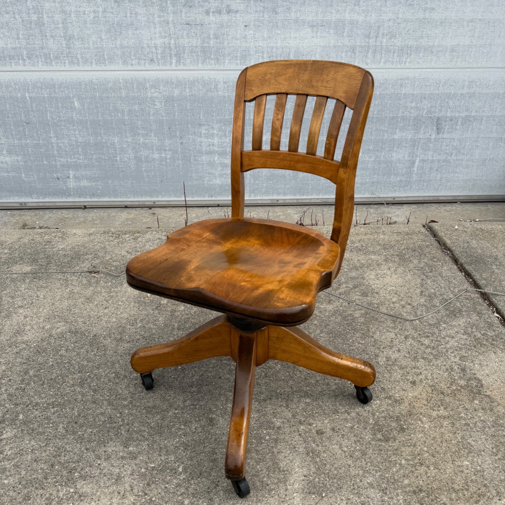 Antique Industrial Office Chair Wooden Excellent