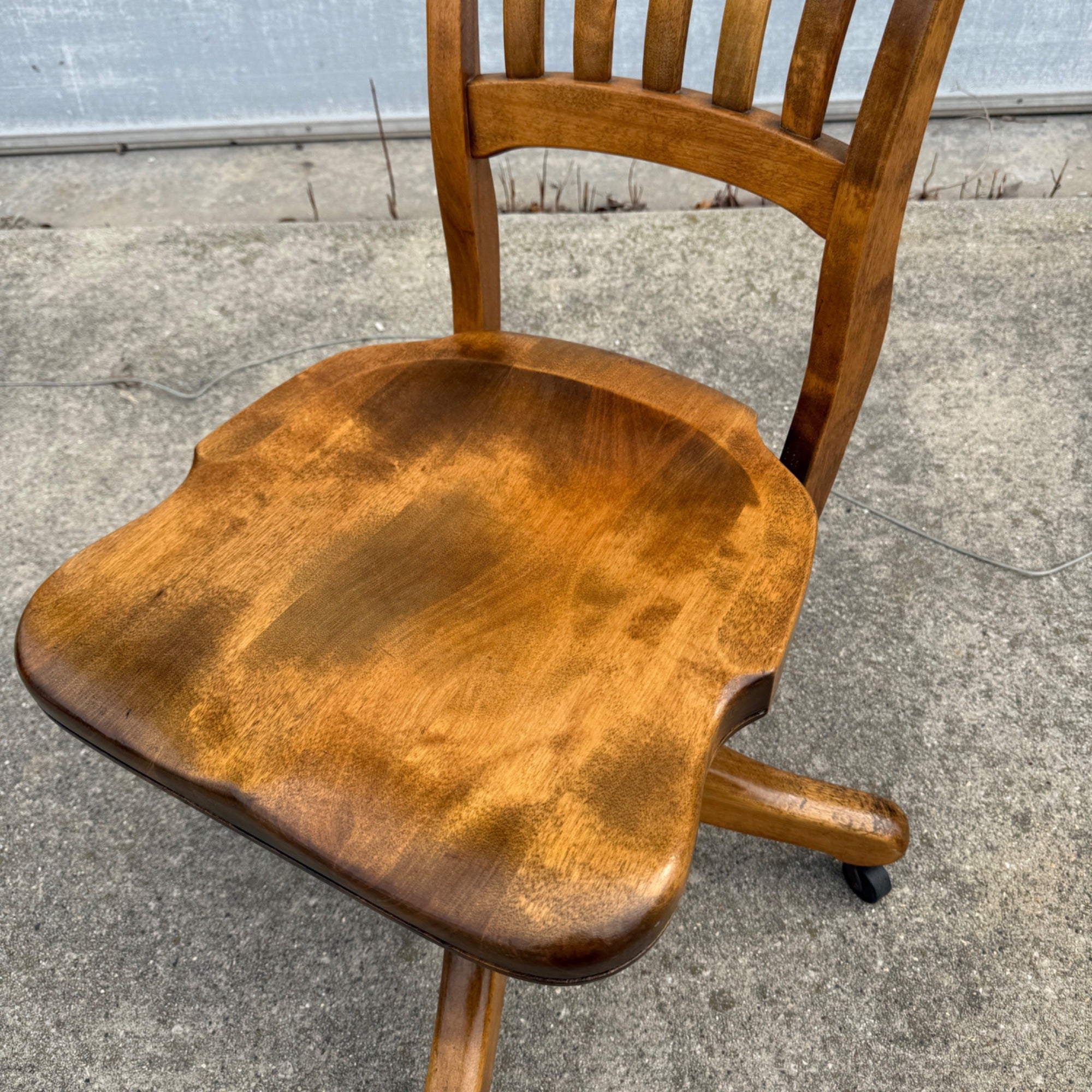 Antique Industrial Office Chair Wooden Excellent