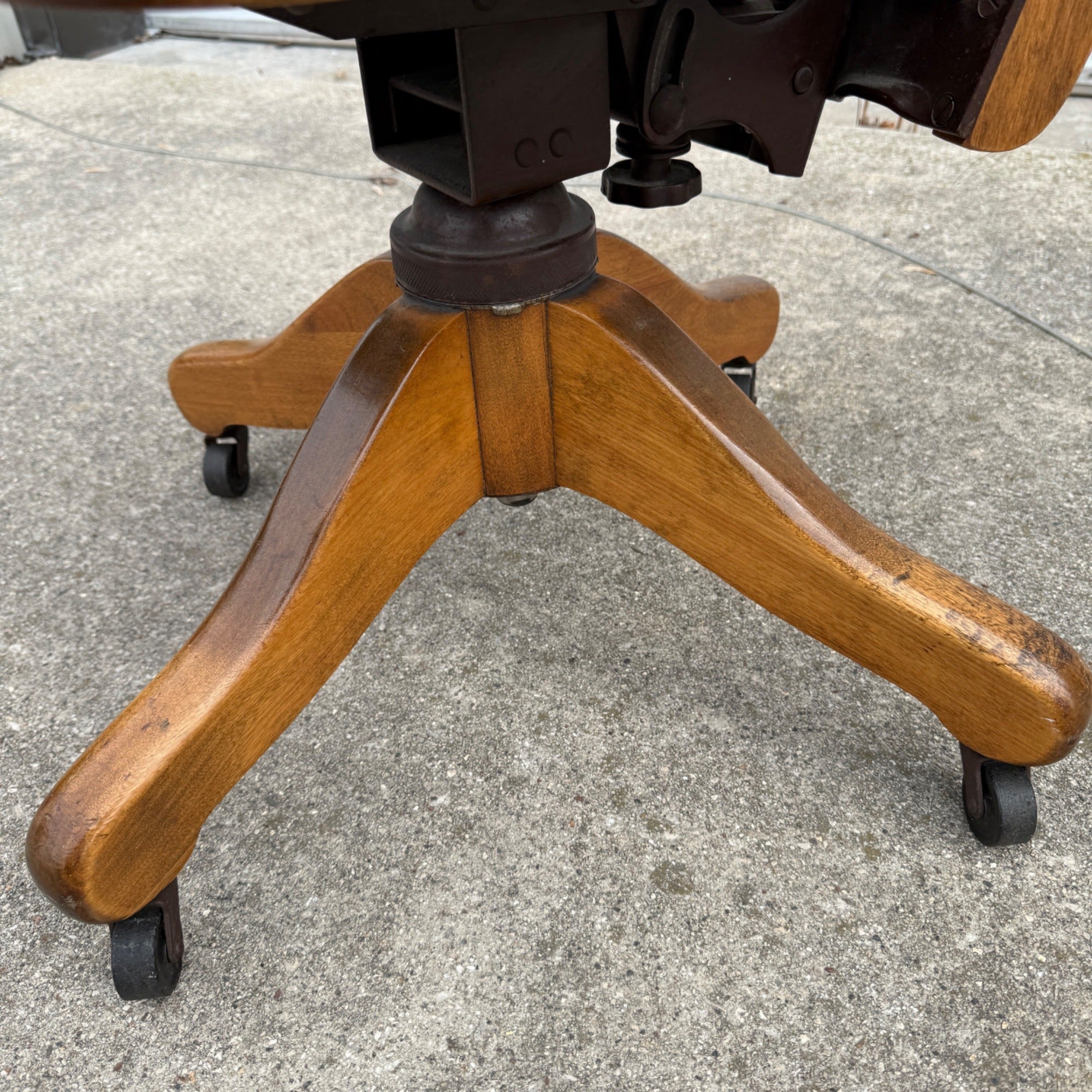 Antique Industrial Office Chair Wooden Excellent