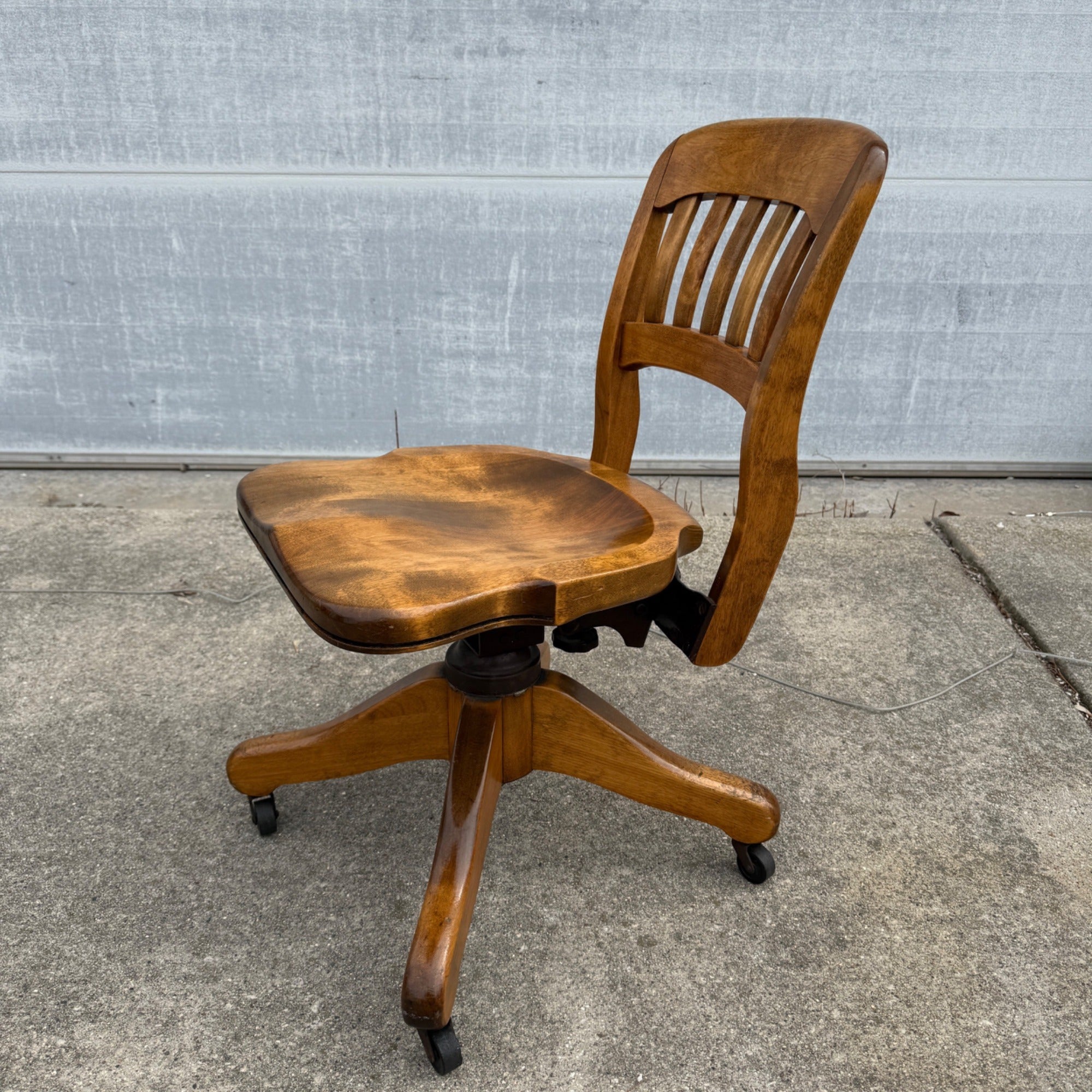 Antique Industrial Office Chair Wooden Excellent