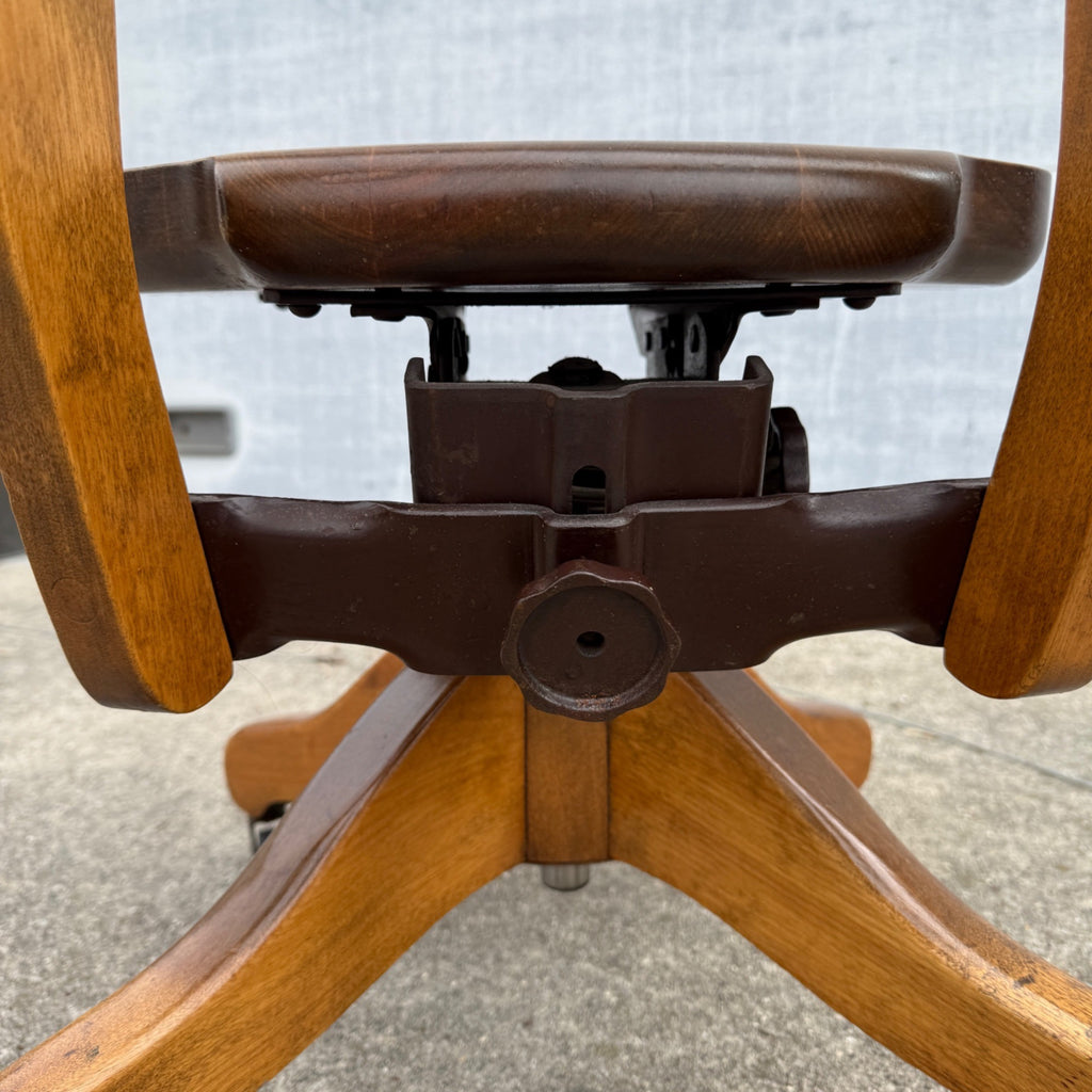 Antique Industrial Office Chair Wooden Excellent