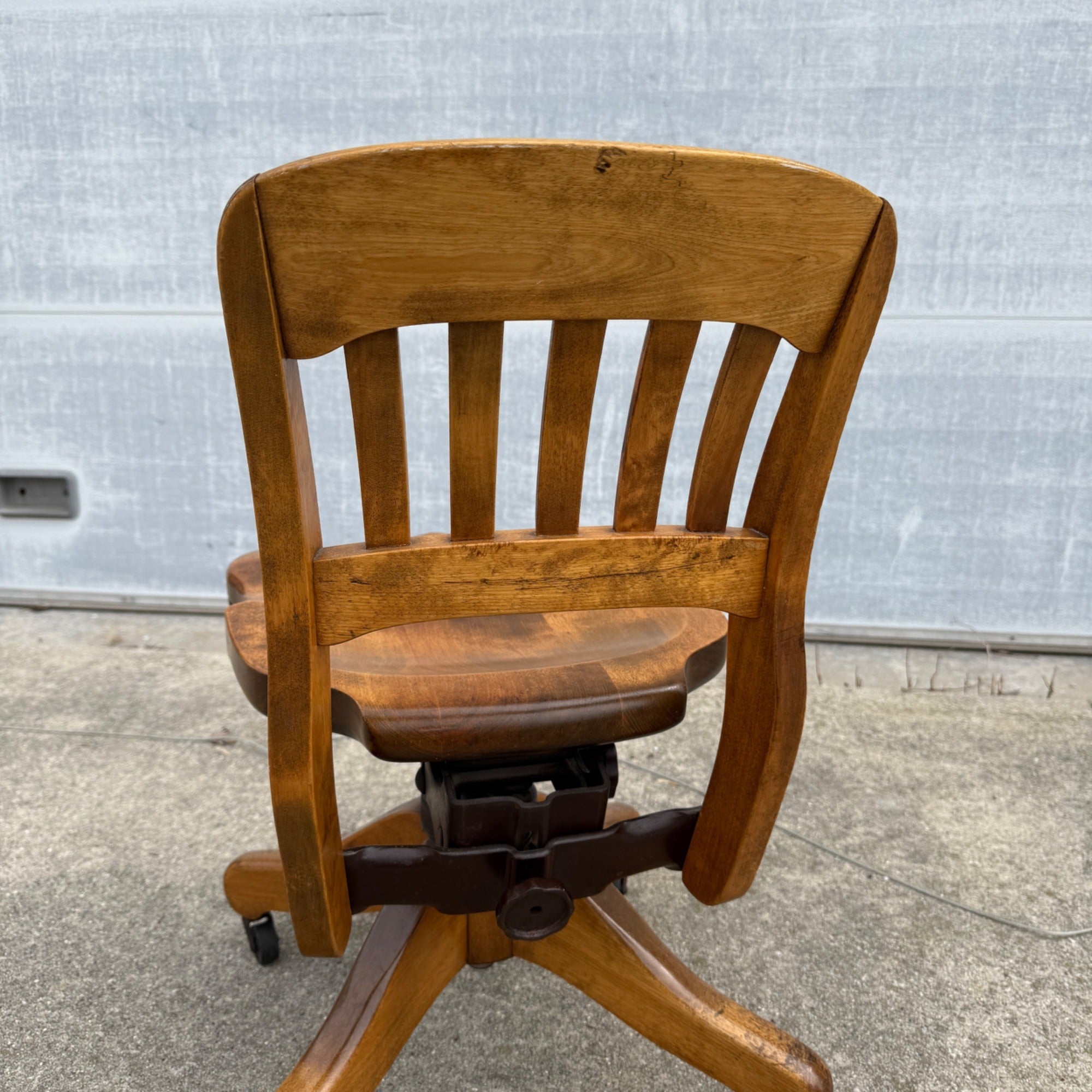 Antique Industrial Office Chair Wooden Excellent