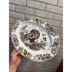 Vintage Turkey Thanksgiving Platter Transferware Made In Japan