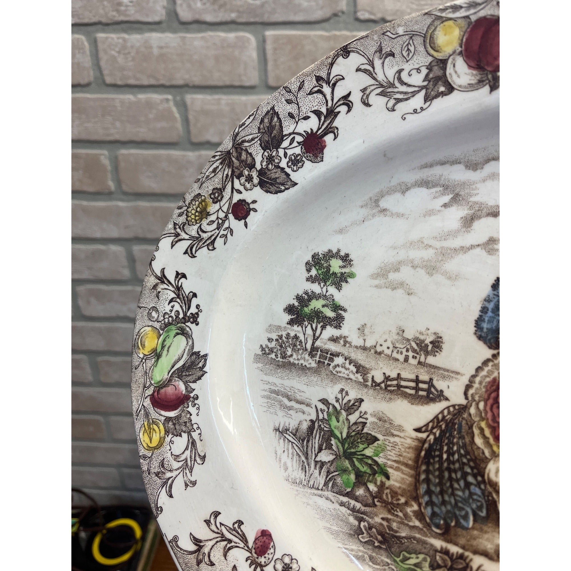 Vintage Turkey Thanksgiving Platter Transferware Made In Japan