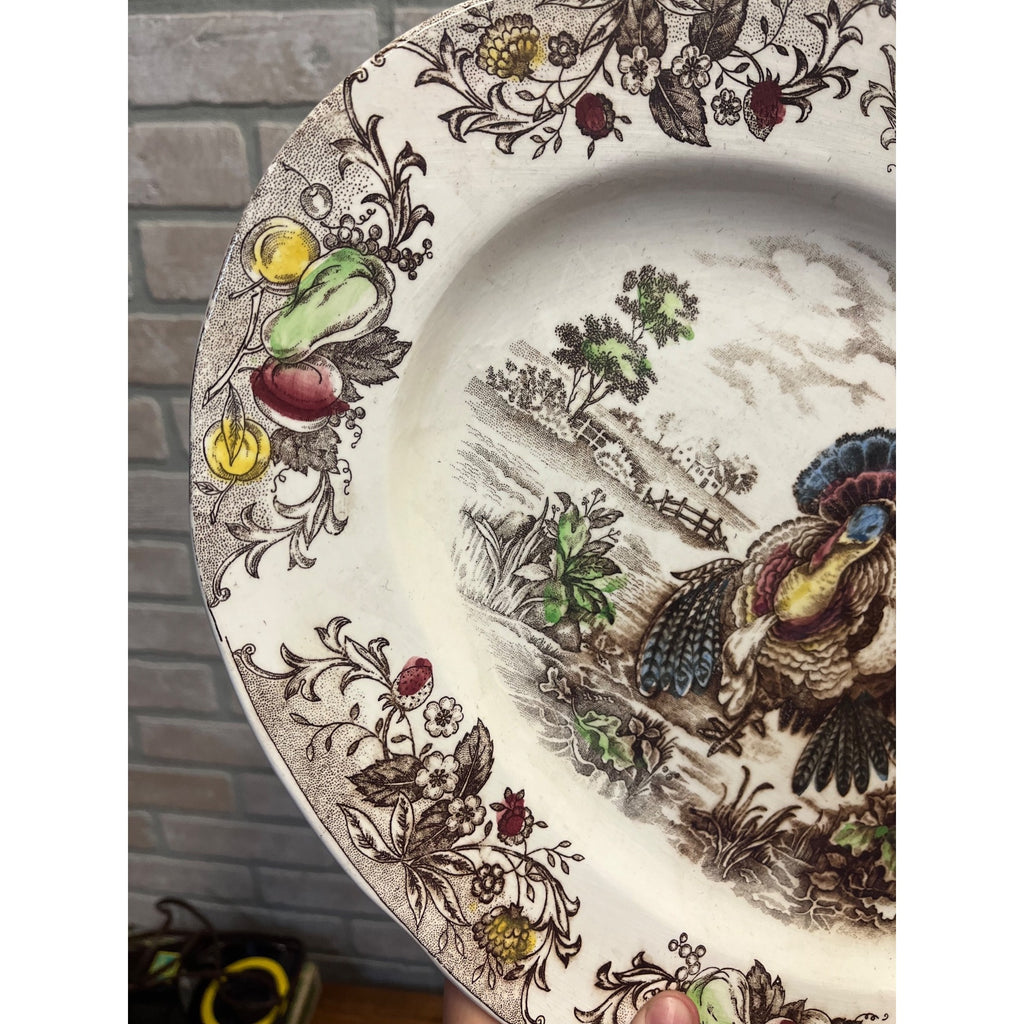 Vintage Turkey Thanksgiving Platter Transferware Made In Japan
