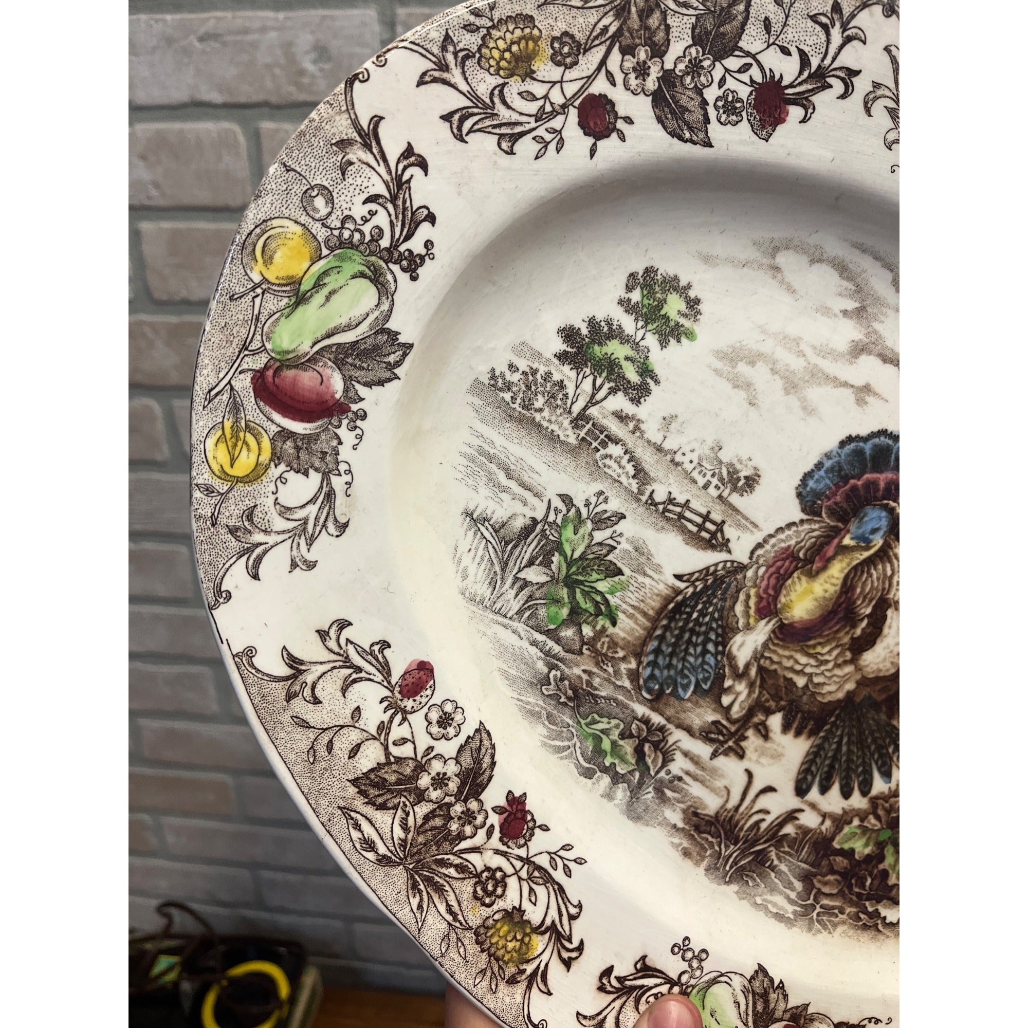 Vintage Turkey Thanksgiving Platter Transferware Made In Japan
