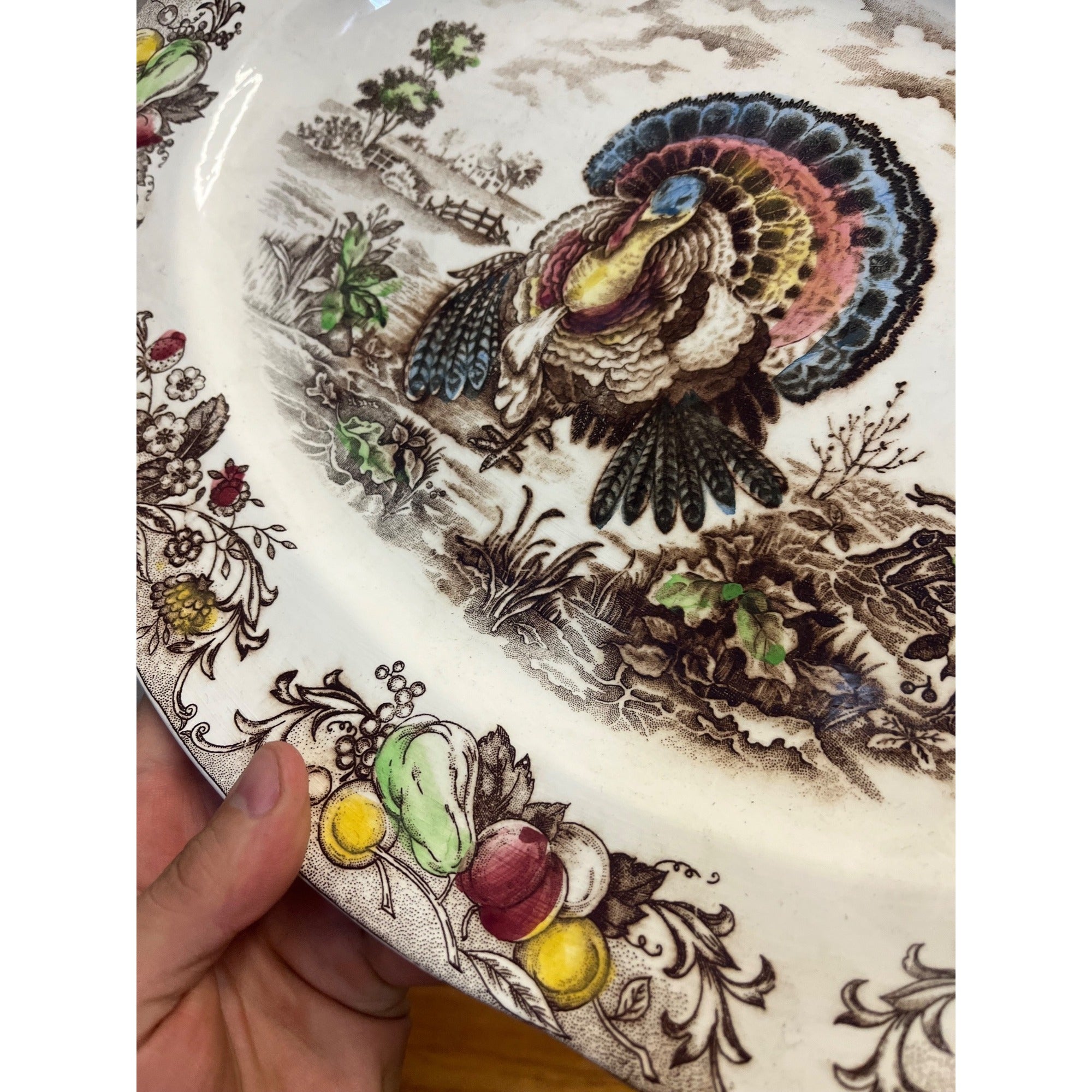 Vintage Turkey Thanksgiving Platter Transferware Made In Japan