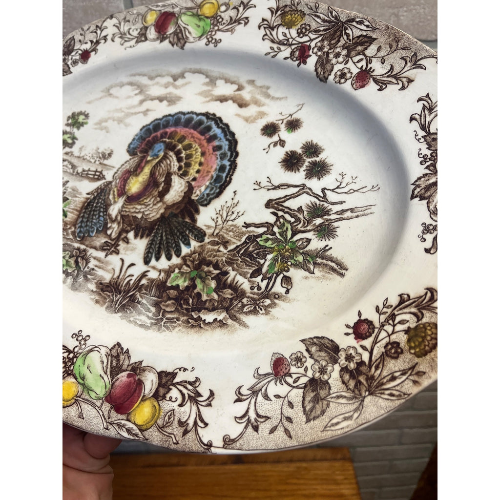 Vintage Turkey Thanksgiving Platter Transferware Made In Japan