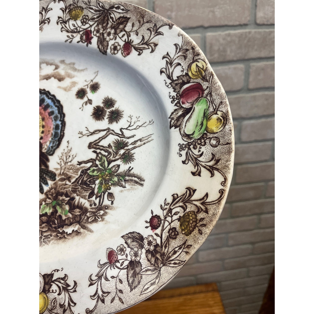 Vintage Turkey Thanksgiving Platter Transferware Made In Japan