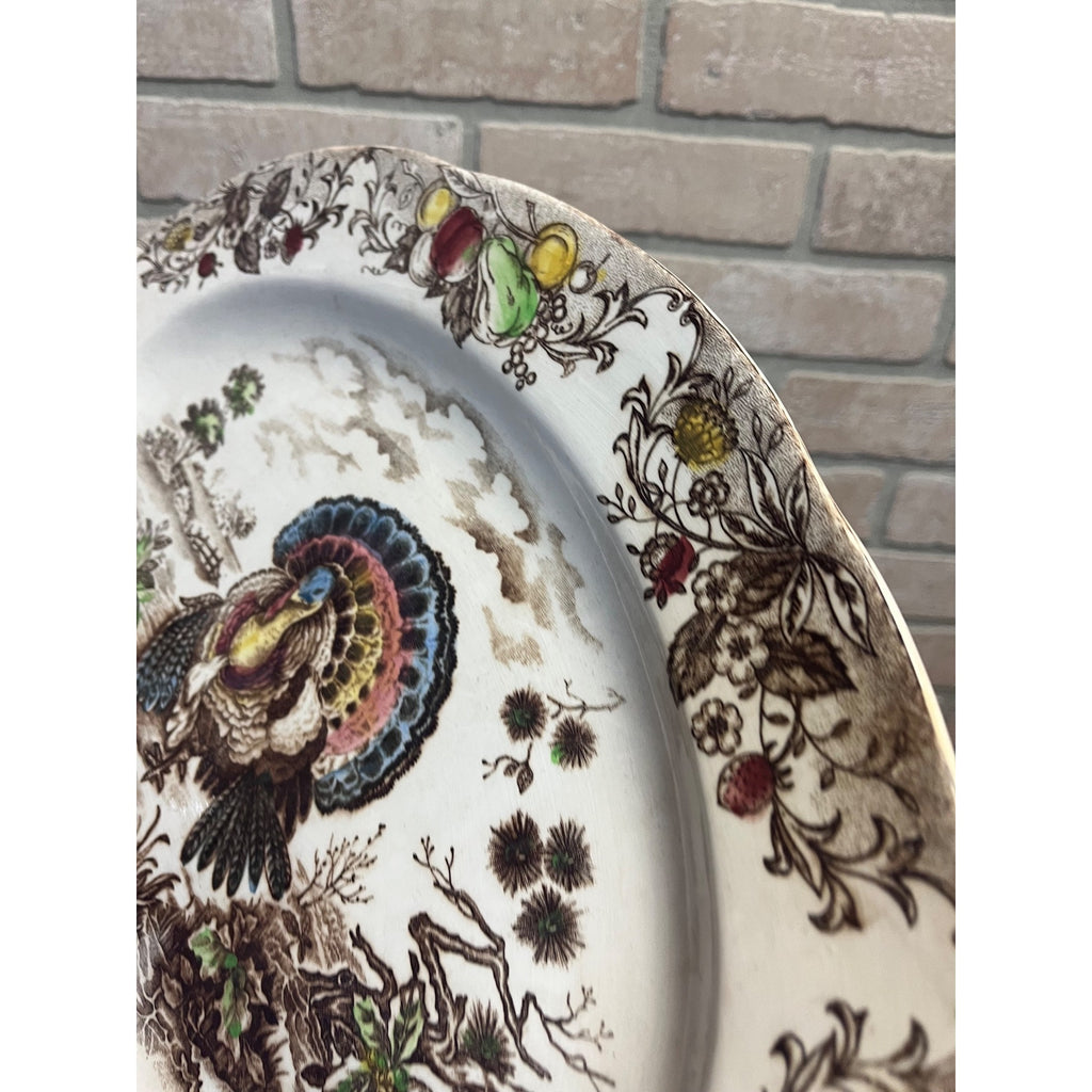 Vintage Turkey Thanksgiving Platter Transferware Made In Japan