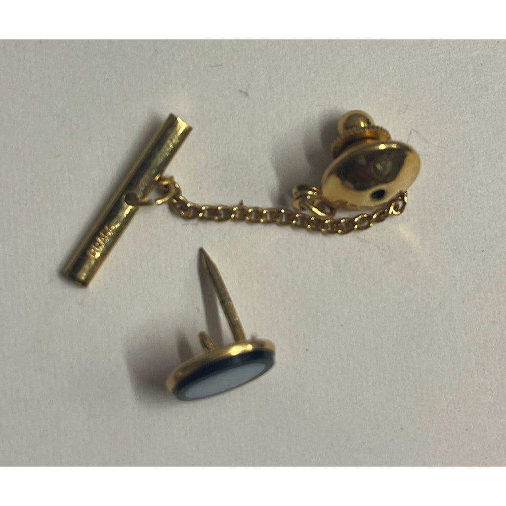 Antique Victorian Men's Opal Shirt Stud & Chain 14k Yellow Gold -- 0.69 g Grams