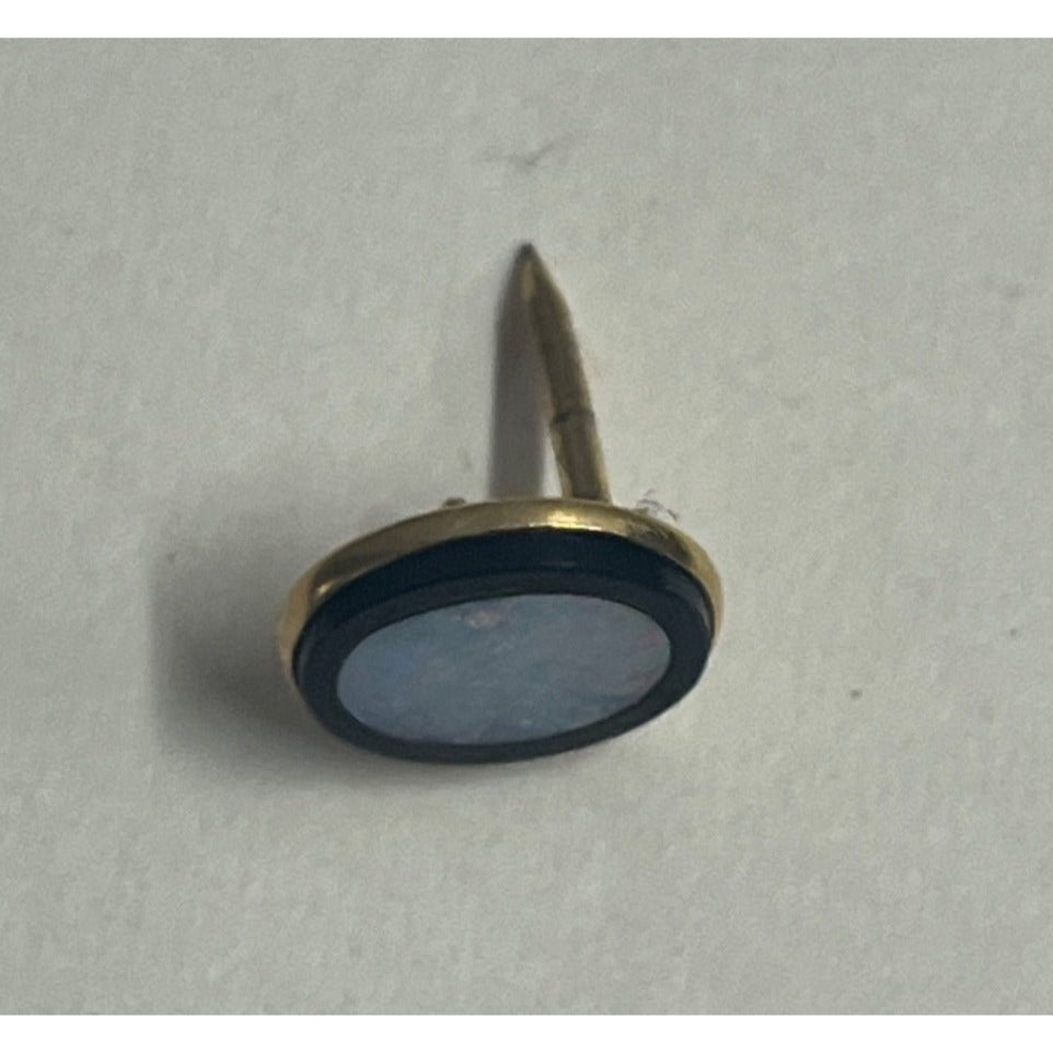 Antique Victorian Men's Opal Shirt Stud & Chain 14k Yellow Gold -- 0.69 g Grams