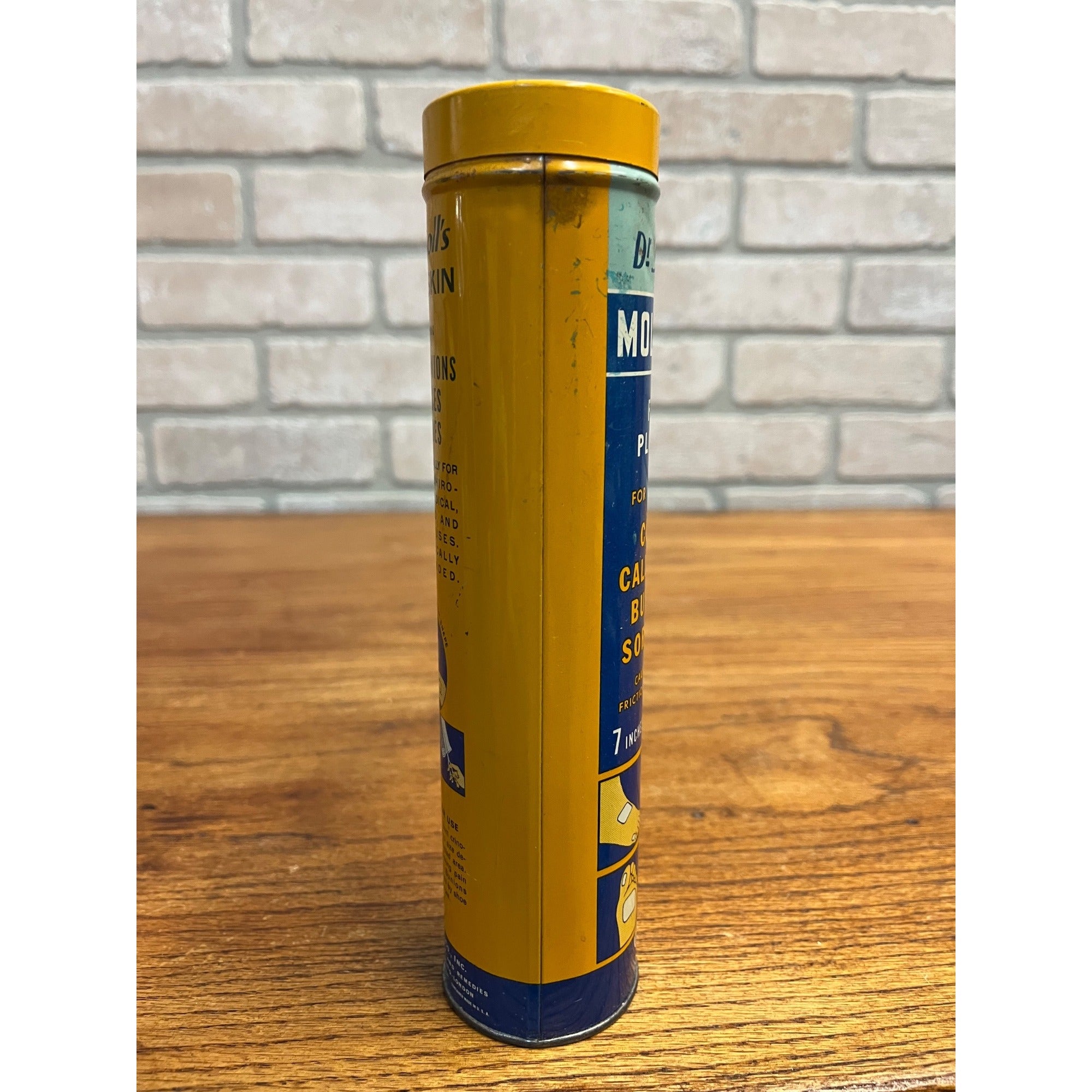 Antique 1950s Dr Scholl's Moleskin Foot Plaster Tin Litho Medicine Can Vintage