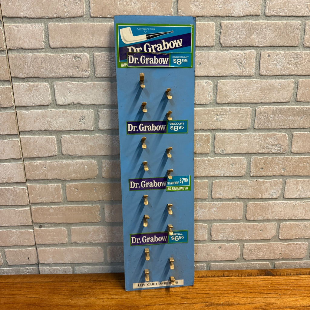 Dr Grabow Vintage Pipe Tobacco Smoking Display Stand Sign Retail Advertising.