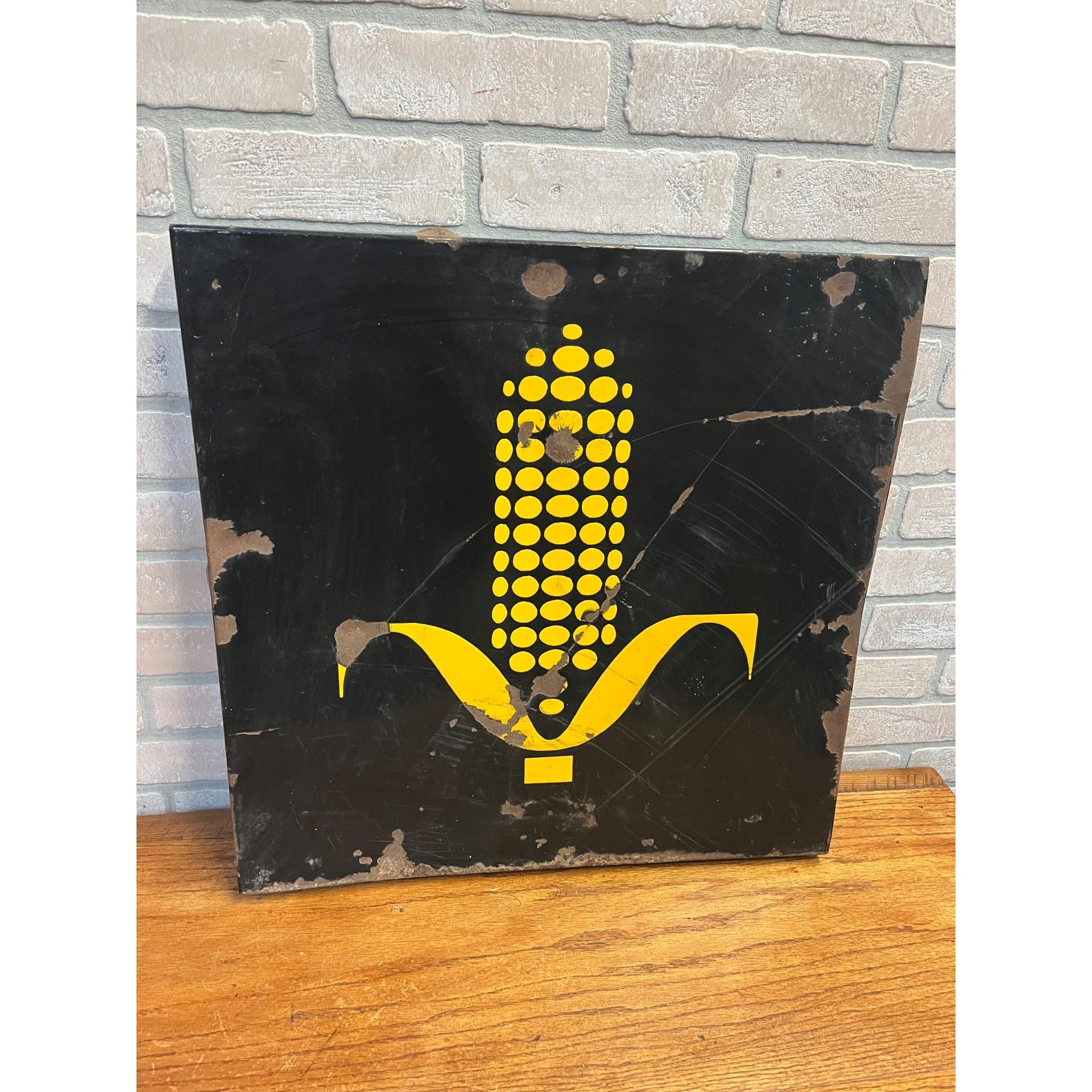 Vintage University of Iowa Kinnick Stadium Salvage Porcelain Sign Corn Football