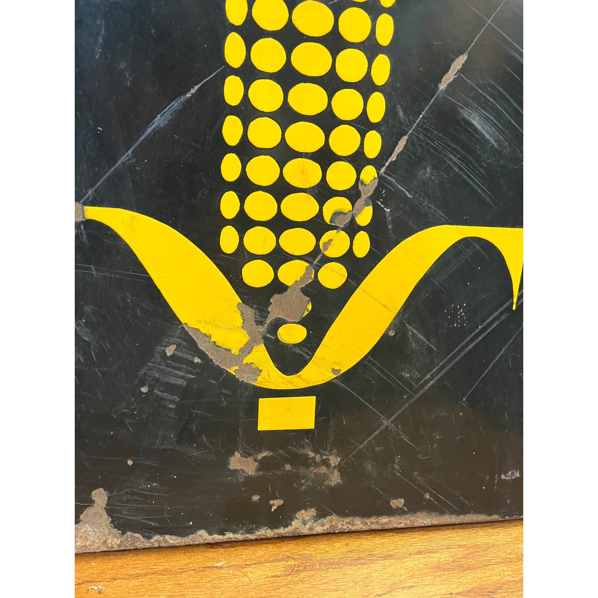 Vintage University of Iowa Kinnick Stadium Salvage Porcelain Sign Corn Football