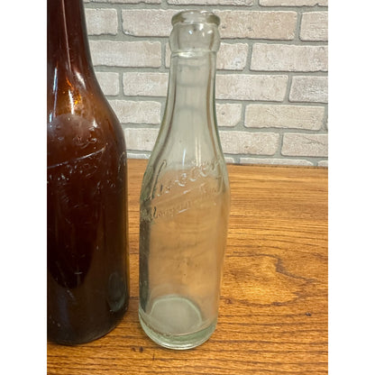 Vintage Schreier Amber + Clear Glass Beer Bottles Sheboygan Wisconsin Brewery WI