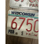 Vintage 2002  Wisconsin Embossed License Plate Red White Pair