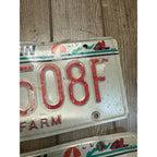 Vintage 2002  Wisconsin Embossed License Plate Red White Pair