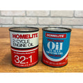 Vintage Homelite Premium 2-Cycle Motor Oil and 2-Cycle Engine Oil Half-Pint Tin Can Set SAE 40 Charlotte, North Carolina