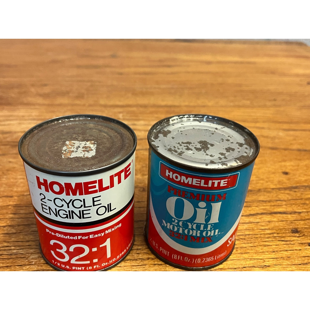 Vintage Homelite Premium 2-Cycle Motor Oil and 2-Cycle Engine Oil Half-Pint Tin Can Set SAE 40 Charlotte, North Carolina