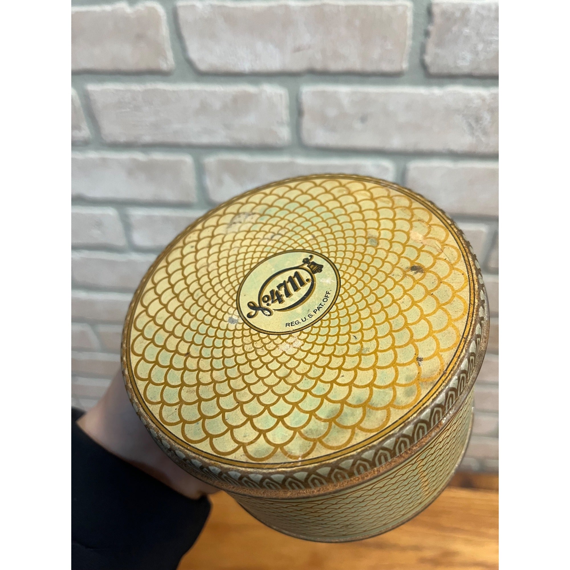 Vintage 1920s No. 4711 Lavender Bath Powder Tin FULL Art Deco Mulhens & Kropff