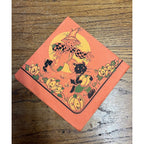 Vintage 1930s Halloween Dennison Crepe Paper Napkin Scarecrow Chasing Black Cat