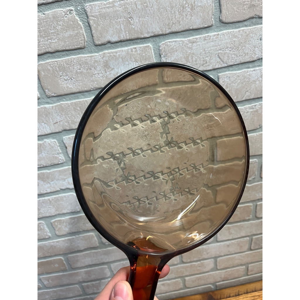 Corning Ware Vision 7 Inch Waffle Bottom Frying Pan Skillet Amber Glass FRANCE