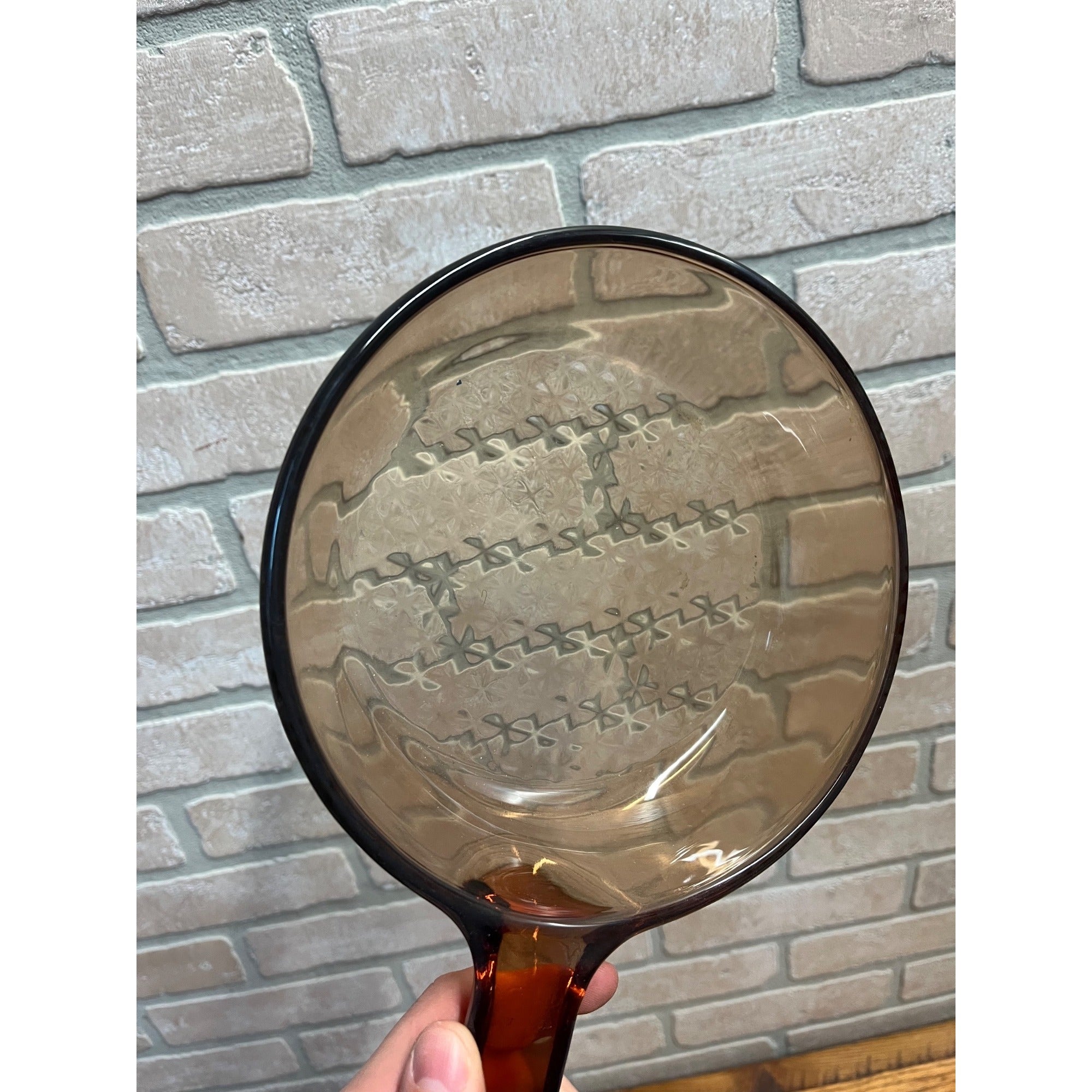 Corning Ware Vision 7 Inch Waffle Bottom Frying Pan Skillet Amber Glass FRANCE