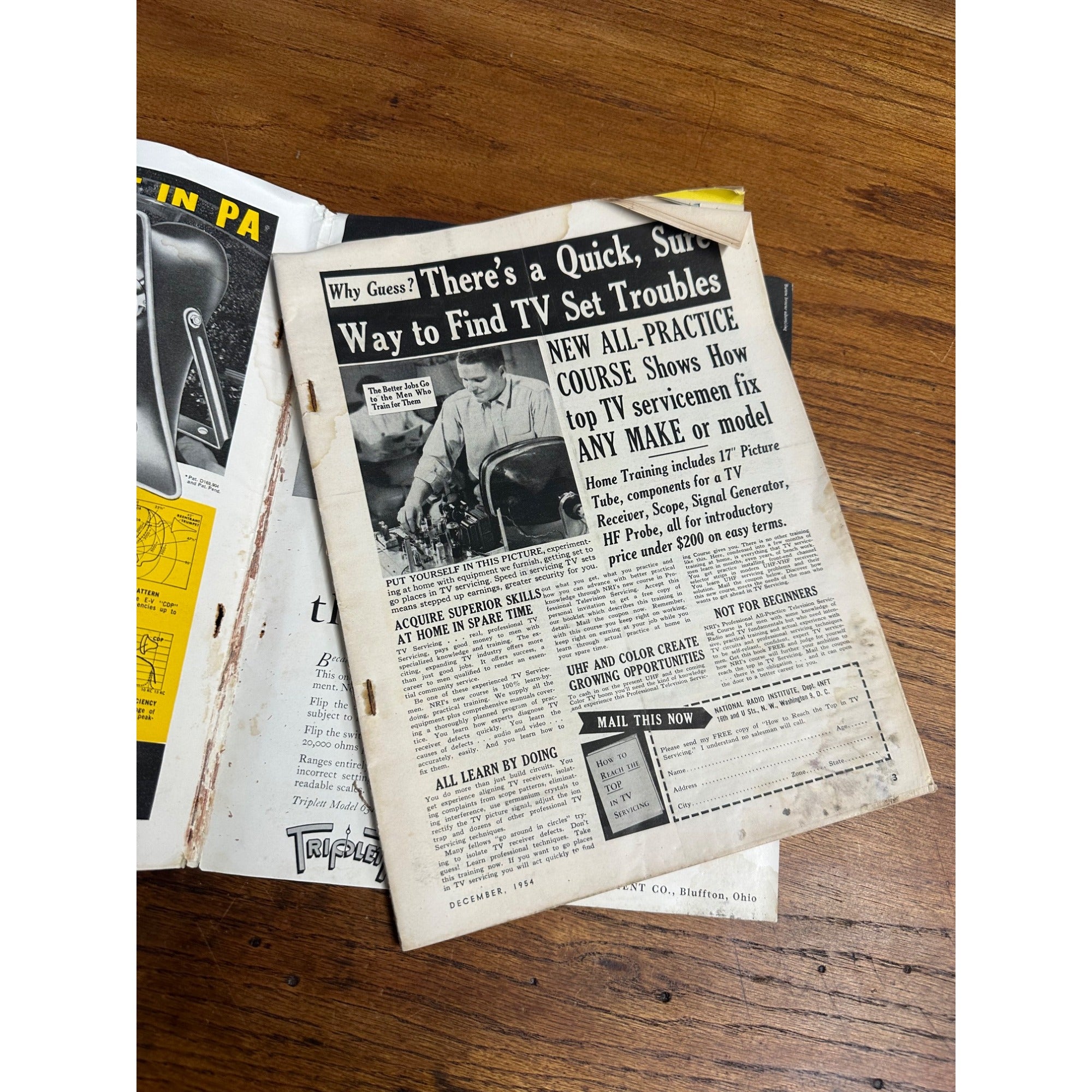 Vintage Radio Electronics Magazine December 1954 Christmas Cover TV High Fidelity