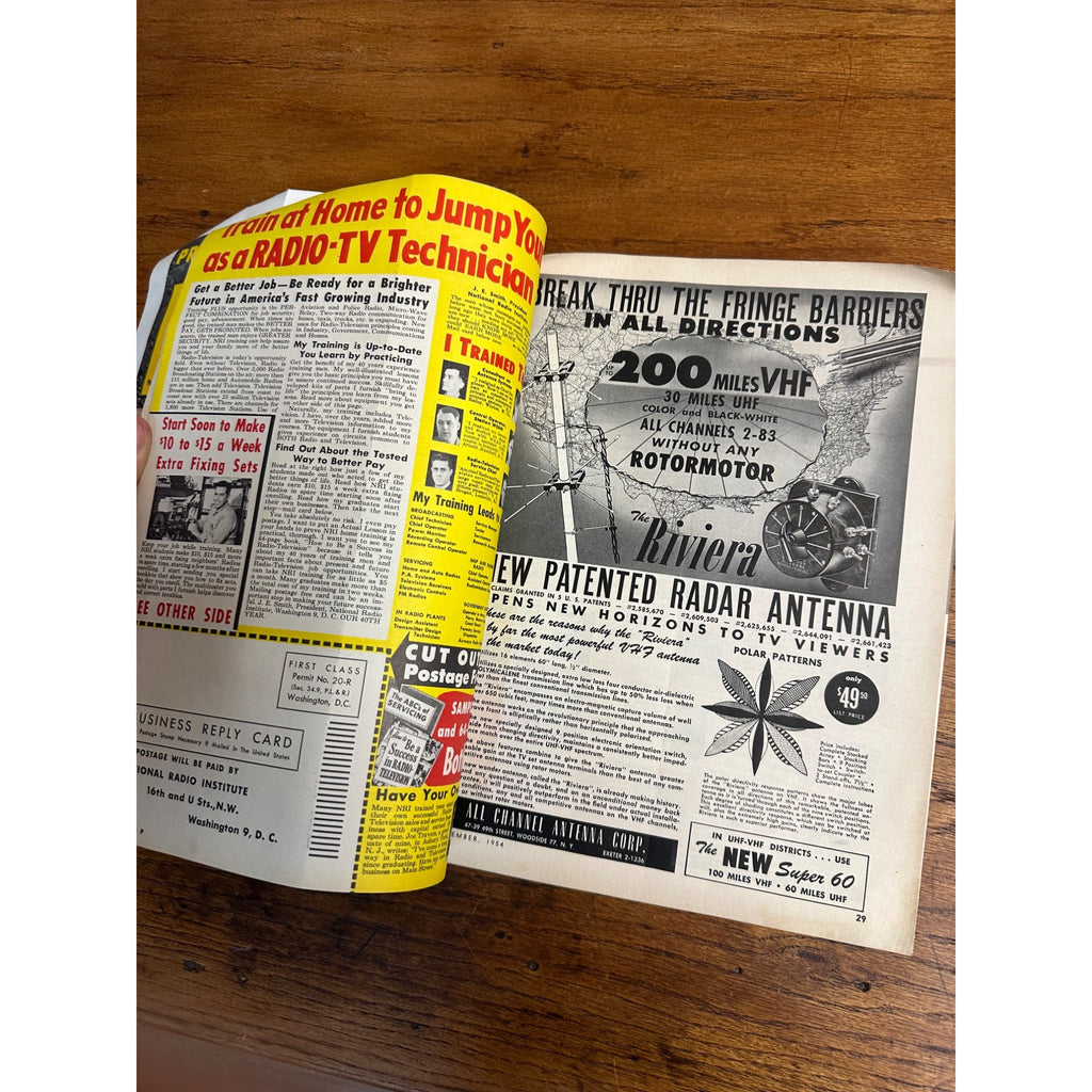 Vintage Radio Electronics Magazine December 1954 Christmas Cover TV High Fidelity