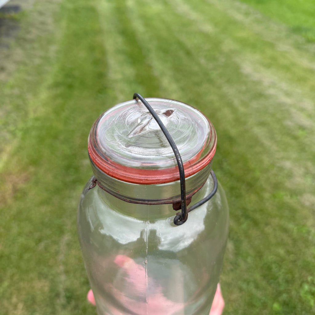 Antique Security Seal FG Co. Half Gallon Fruit Jar Bail & Lid Closure