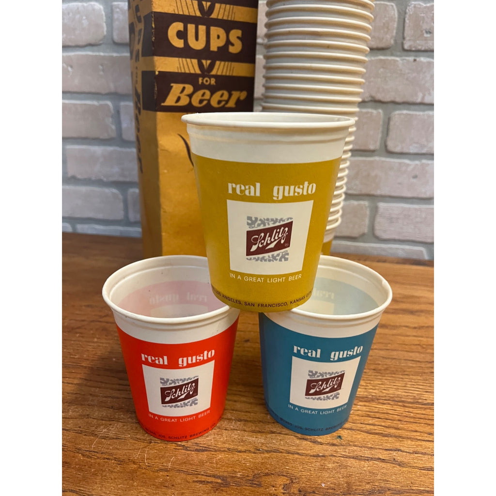 Vintage Jos. Schlitz Beer 1960s Wax 16oz Beer Cups NOS Cups Lot (47)