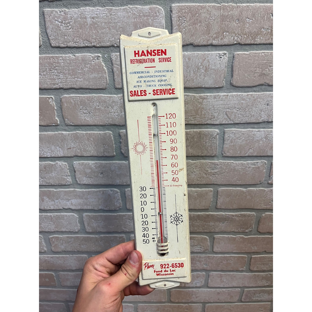 Vintage Hansen Refrigeration Service Fond du Lac WI Advertising Thermometer Sign