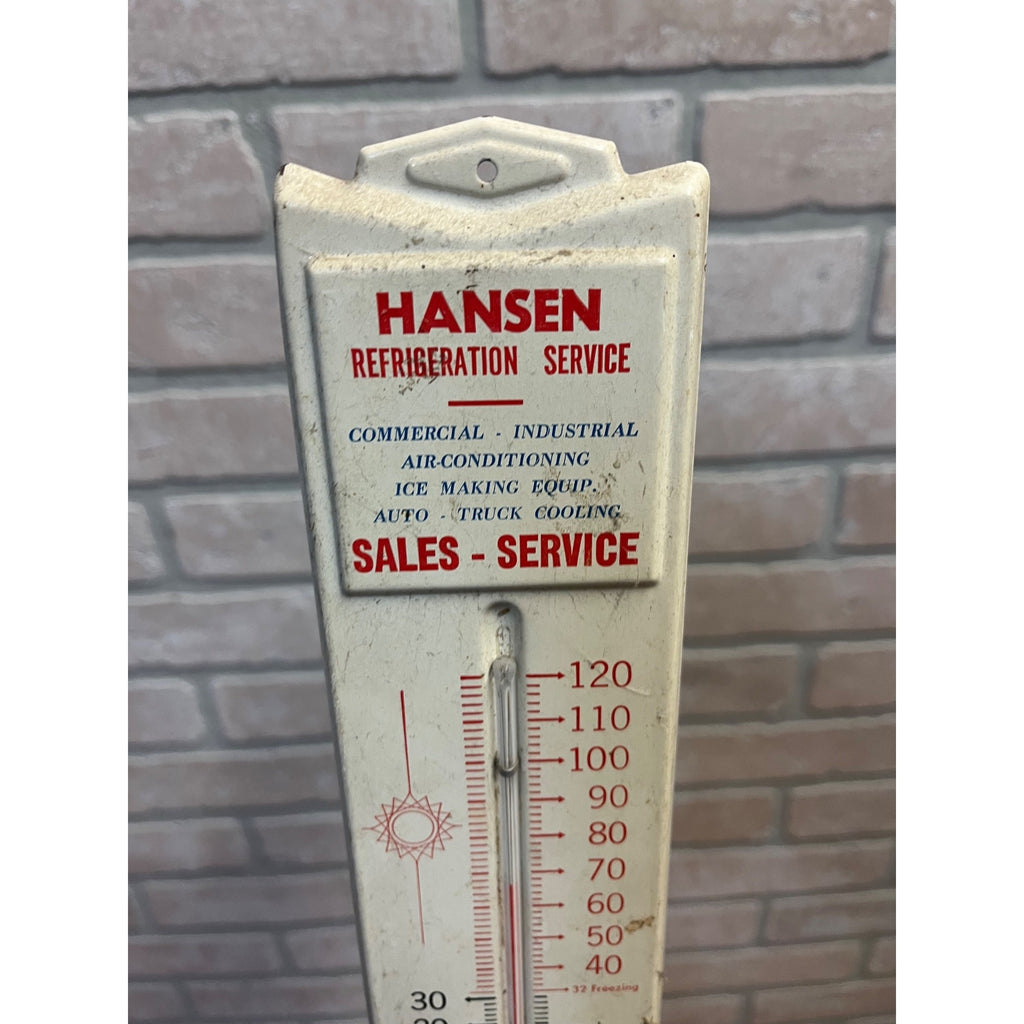 Vintage Hansen Refrigeration Service Fond du Lac WI Advertising Thermometer Sign