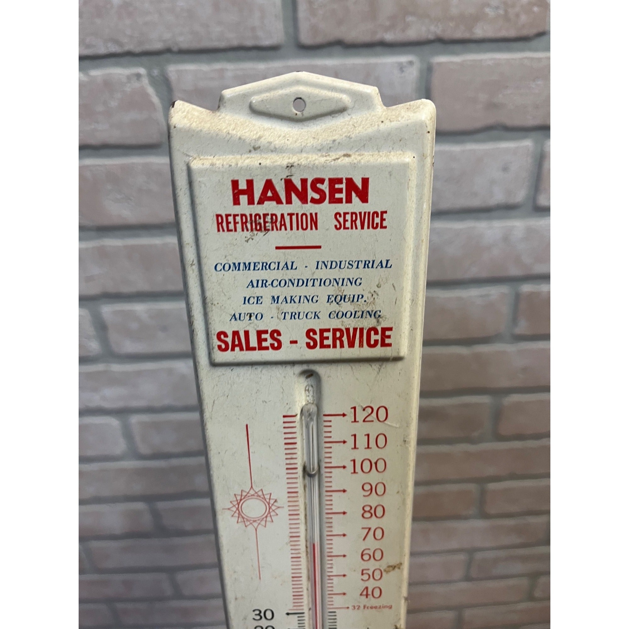 Vintage Hansen Refrigeration Service Fond du Lac WI Advertising Thermometer Sign