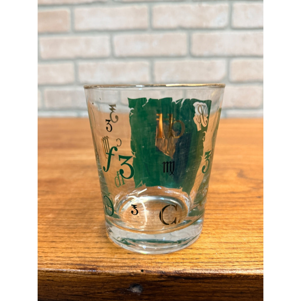 Libbey Apothecary Pharmacy Rx Gold Trim Rocks Glass Green (1) Single