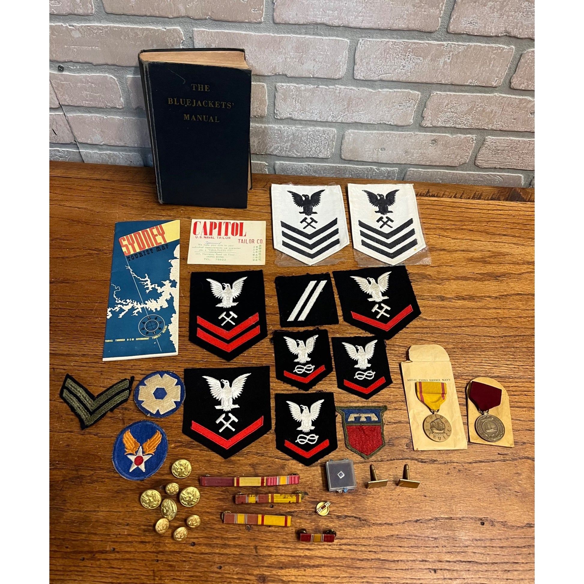 Vintage US Navy Veteran Estate Lot Medals, Patches, Pins ++ WWII 1950s