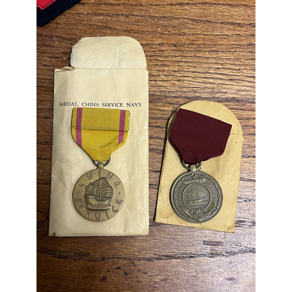 Vintage US Navy Veteran Estate Lot Medals, Patches, Pins ++ WWII 1950s