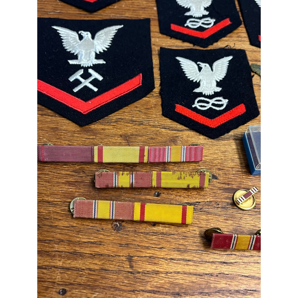 Vintage US Navy Veteran Estate Lot Medals, Patches, Pins ++ WWII 1950s