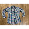 Vintage Wrangler Western Mens L Long Sleeve Shirt Blue Purple Pearl Snaps